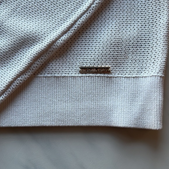 NWT MICHAEL Michael Kors Open Knit Crew Neck Long Sleeve Sweater White Size XL - Picture 5 of 9